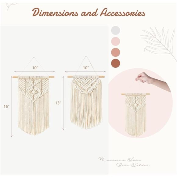 2 Pcs Macrame Wall Hanging Boho Wall Decor Home Chic Decoration Wall Pediments - Picture 6 of 7